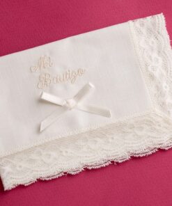 Pañuelo de Bautizo Lino Bordado