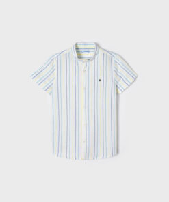 Camisa manga corta lino rayas cuello mao niño