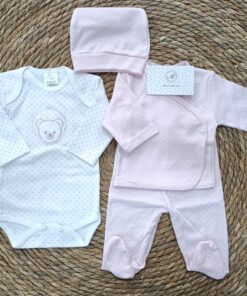 Conjunto 4 piezas algodón bebé niña