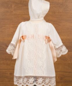 Vestido de manga larga tul topos con capota