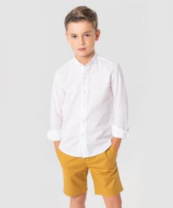 CAMISA CUELLO MAO LINO LISO BLANCO