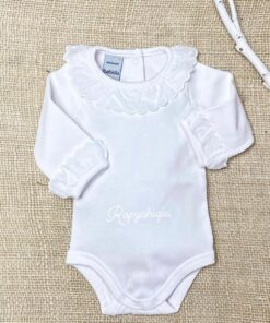 Body cuello y puño de tirabordada blanco