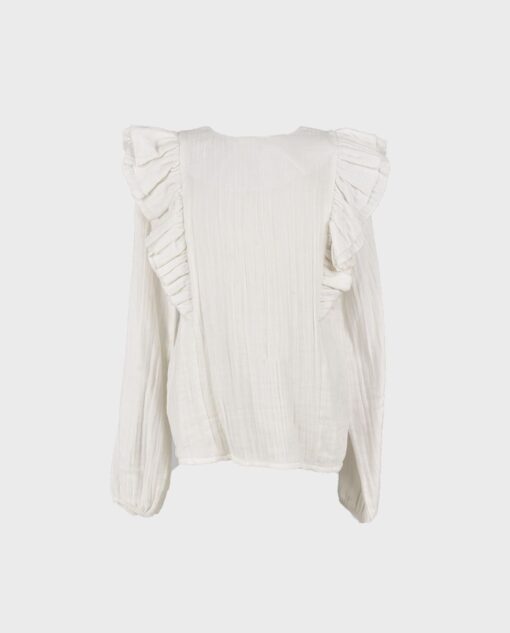 Blusa niña bambula crudo volantes - Imagen 3