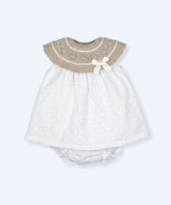 VESTIDO PUNTO Y TEJIDO VOILE BORDADO CON CULOTTEO CALA MONSUL