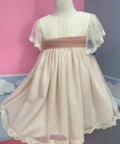 Vestido Julieta lazada de tul rosa empolvado