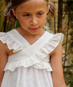 Vestido bordado niña blanco